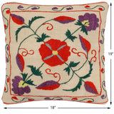 handmade Traditional Pillow Beige Red Hand-Woven SQUARE 100% WOOL Handmade pillow