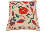 handmade Traditional Pillow Beige Red Hand-Woven SQUARE 100% WOOL Handmade pillow