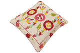 handmade Traditional Pillow Beige Red Hand-Woven SQUARE 100% WOOL Handmade pillow