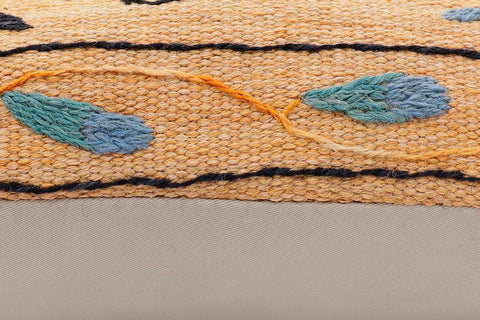 handmade Traditional Pillow Orange Blue Hand-Woven SQUARE 100% WOOL Handmade pillow