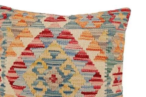 handmade Traditional Pillow Green Blue Hand-Woven SQUARE 100% WOOL Hand woven turkish pillow2 x 2