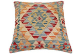 handmade Traditional Pillow Green Blue Hand-Woven SQUARE 100% WOOL Hand woven turkish pillow2' x 2'