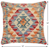 handmade Traditional Pillow Green Blue Hand-Woven SQUARE 100% WOOL Hand woven turkish pillow2' x 2'