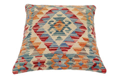 handmade Traditional Pillow Green Blue Hand-Woven SQUARE 100% WOOL Hand woven turkish pillow2' x 2'