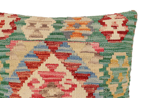 handmade Traditional Pillow Green Beige Hand-Woven SQUARE 100% WOOL Hand woven turkish pillow2 x 2