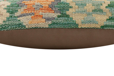 handmade Traditional Pillow Green Beige Hand-Woven SQUARE 100% WOOL Hand woven turkish pillow2 x 2