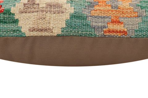 handmade Traditional Pillow Green Beige Hand-Woven SQUARE 100% WOOL Hand woven turkish pillow2 x 2