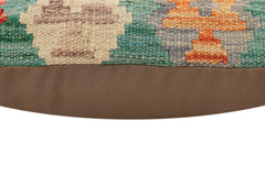 handmade Traditional Pillow Green Beige Hand-Woven SQUARE 100% WOOL Hand woven turkish pillow2' x 2'