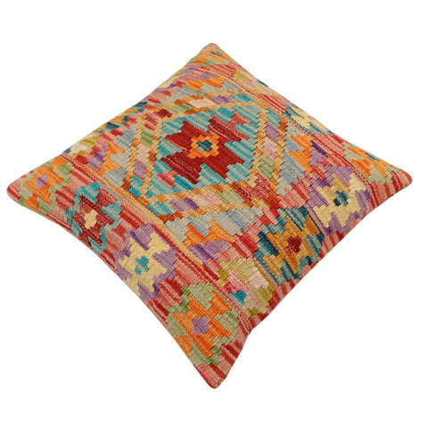 handmade Traditional Pillow Red Orange Hand-Woven SQUARE 100% WOOL Hand woven turkish pillow2 x 2