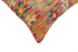 handmade Traditional Pillow Red Orange Hand-Woven SQUARE 100% WOOL Hand woven turkish pillow2' x 2'