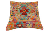 handmade Traditional Pillow Red Orange Hand-Woven SQUARE 100% WOOL Hand woven turkish pillow2' x 2'