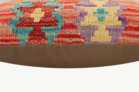 handmade Traditional Pillow Red Orange Hand-Woven SQUARE 100% WOOL Hand woven turkish pillow2 x 2