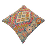 handmade Traditional Pillow Blue Beige Hand-Woven SQUARE 100% WOOL Hand woven turkish pillow2' x 2'
