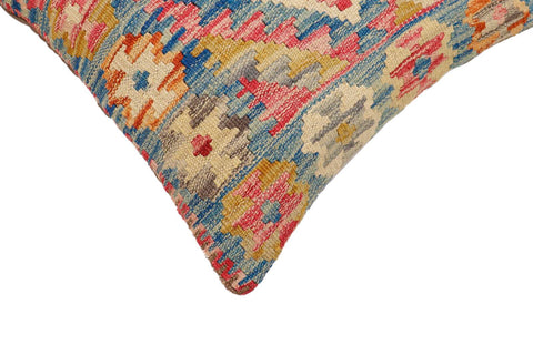 handmade Traditional Pillow Blue Beige Hand-Woven SQUARE 100% WOOL Hand woven turkish pillow2 x 2