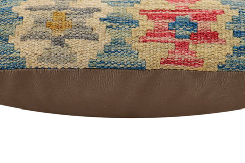 handmade Traditional Pillow Blue Beige Hand-Woven SQUARE 100% WOOL Hand woven turkish pillow2 x 2