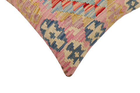handmade Traditional Pillow Blue Beige Hand-Woven SQUARE 100% WOOL Hand woven turkish pillow2 x 2