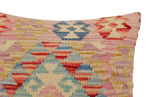 handmade Traditional Pillow Blue Beige Hand-Woven SQUARE 100% WOOL Hand woven turkish pillow2 x 2