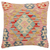 handmade Traditional Pillow Blue Beige Hand-Woven SQUARE 100% WOOL Hand woven turkish pillow2' x 2'
