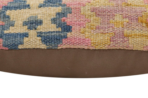 handmade Traditional Pillow Blue Beige Hand-Woven SQUARE 100% WOOL Hand woven turkish pillow2 x 2
