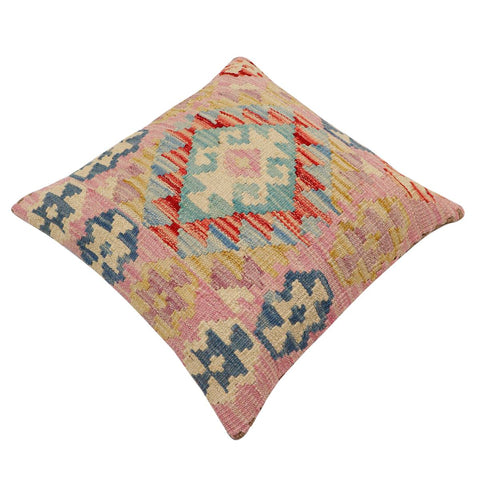 handmade Traditional Pillow Blue Beige Hand-Woven SQUARE 100% WOOL Hand woven turkish pillow2 x 2