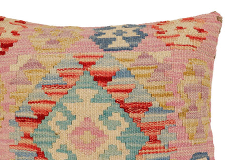 handmade Traditional Pillow Blue Beige Hand-Woven SQUARE 100% WOOL Hand woven turkish pillow2 x 2