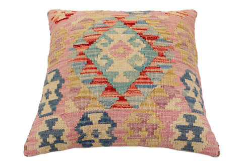 handmade Traditional Pillow Blue Beige Hand-Woven SQUARE 100% WOOL Hand woven turkish pillow2 x 2