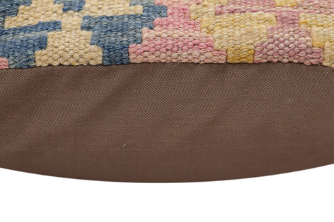 handmade Traditional Pillow Blue Beige Hand-Woven SQUARE 100% WOOL Hand woven turkish pillow2 x 2