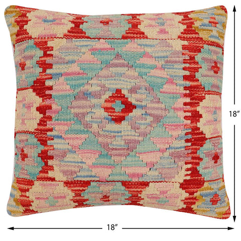 handmade Traditional Pillow Red Beige Hand-Woven SQUARE 100% WOOL Hand woven turkish pillow2 x 2