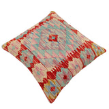 handmade Traditional Pillow Red Beige Hand-Woven SQUARE 100% WOOL Hand woven turkish pillow2' x 2'