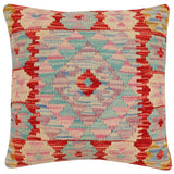 handmade Traditional Pillow Red Beige Hand-Woven SQUARE 100% WOOL Hand woven turkish pillow2' x 2'
