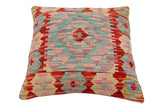 handmade Traditional Pillow Red Beige Hand-Woven SQUARE 100% WOOL Hand woven turkish pillow2' x 2'