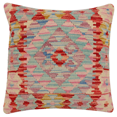 handmade Traditional Pillow Red Beige Hand-Woven SQUARE 100% WOOL  Hand woven turkish pillow  2 x 2