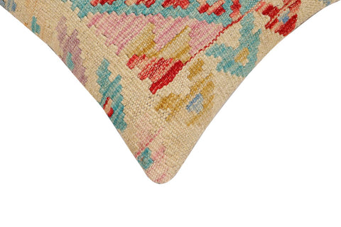 handmade Traditional Pillow Beige Blue Hand-Woven SQUARE 100% WOOL Hand woven turkish pillow2 x 2