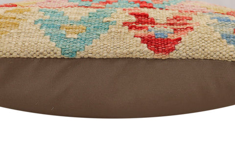 handmade Traditional Pillow Beige Blue Hand-Woven SQUARE 100% WOOL Hand woven turkish pillow2 x 2
