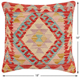 handmade Traditional Pillow Red Beige Hand-Woven SQUARE 100% WOOL Hand woven turkish pillow2' x 2'