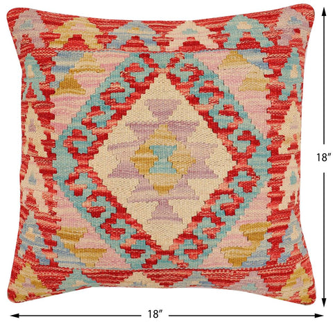 handmade Traditional Pillow Red Beige Hand-Woven SQUARE 100% WOOL Hand woven turkish pillow2 x 2