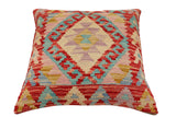 handmade Traditional Pillow Red Beige Hand-Woven SQUARE 100% WOOL Hand woven turkish pillow2' x 2'
