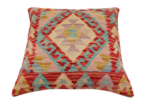 handmade Traditional Pillow Red Beige Hand-Woven SQUARE 100% WOOL Hand woven turkish pillow2 x 2