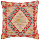 handmade Traditional Pillow Red Beige Hand-Woven SQUARE 100% WOOL Hand woven turkish pillow2' x 2'