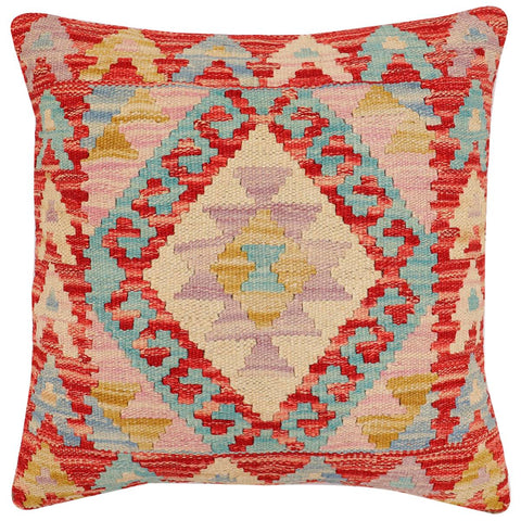 handmade Traditional Pillow Red Beige Hand-Woven SQUARE 100% WOOL Hand woven turkish pillow2 x 2