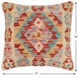 handmade Traditional Pillow Beige Rust Hand-Woven SQUARE 100% WOOL  Hand woven turkish pillow  2 x 2