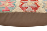 handmade Traditional Pillow Beige Rust Hand-Woven SQUARE 100% WOOL  Hand woven turkish pillow  2 x 2