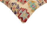 handmade Traditional Pillow Beige Blue Hand-Woven SQUARE 100% WOOL Hand woven turkish pillow2' x 2'