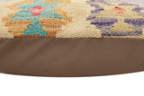 handmade Traditional Pillow Beige Blue Hand-Woven SQUARE 100% WOOL Hand woven turkish pillow2' x 2'