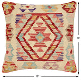 handmade Traditional Pillow Beige Rust Hand-Woven SQUARE 100% WOOL Hand woven turkish pillow2' x 2'