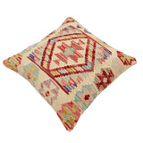 handmade Traditional Pillow Beige Rust Hand-Woven SQUARE 100% WOOL Hand woven turkish pillow2' x 2'