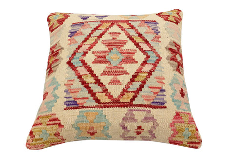 handmade Traditional Pillow Beige Rust Hand-Woven SQUARE 100% WOOL Hand woven turkish pillow2 x 2