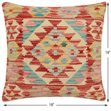 handmade Traditional Pillow Rust Beige Hand-Woven SQUARE 100% WOOL Hand woven turkish pillow2' x 2'