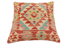 handmade Traditional Pillow Rust Beige Hand-Woven SQUARE 100% WOOL Hand woven turkish pillow2' x 2'