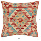 handmade Traditional Pillow Rust Beige Hand-Woven SQUARE 100% WOOL Hand woven turkish pillow2' x 2'